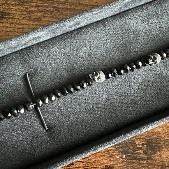 David Yurman Memento Mori Spinel Skull Station Bracelet - Size Medium - Picture 4 of 12